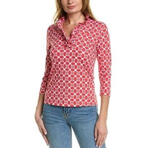 J. McLaughlin Durham Catalina Ruffle Top Red